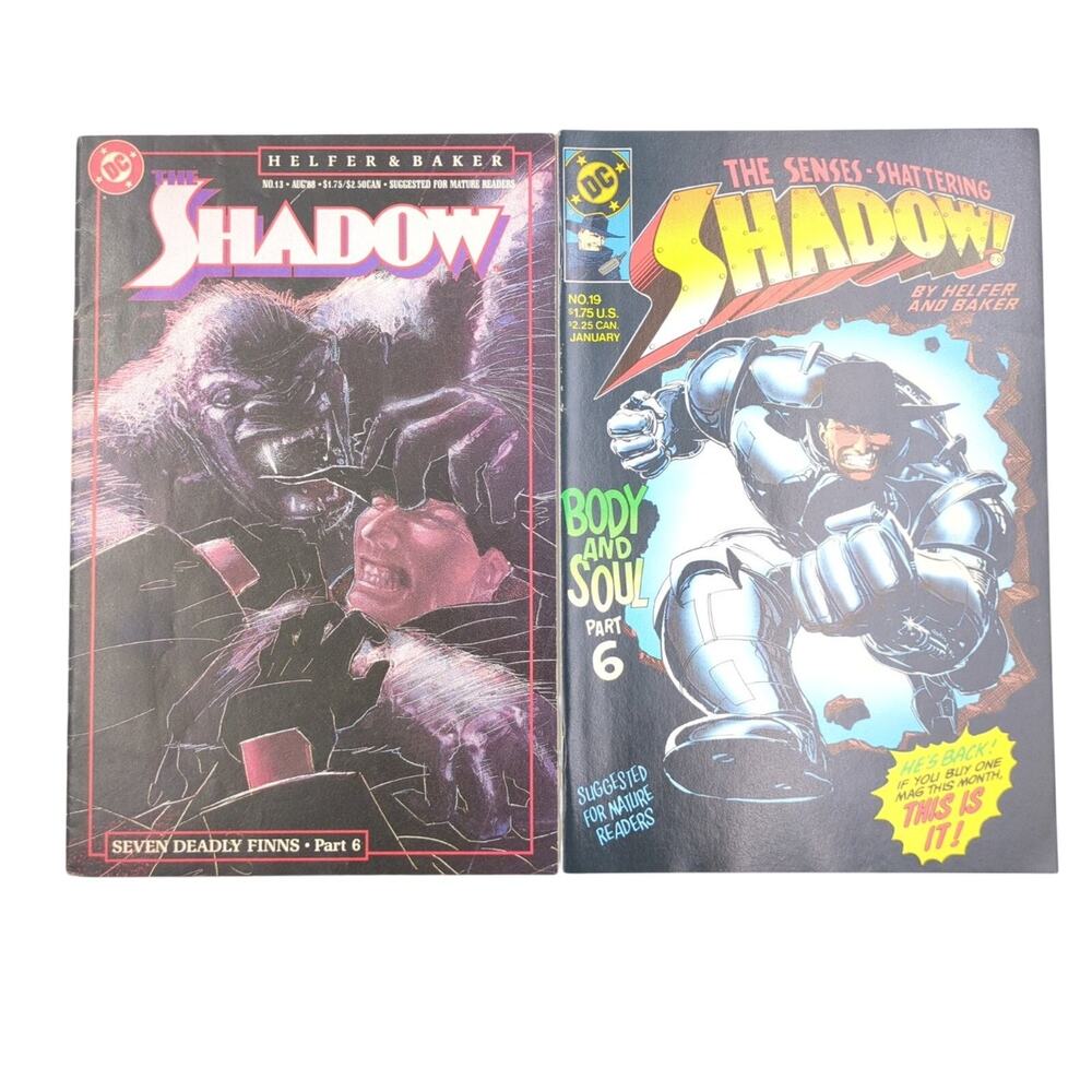 The Shadow Comic Lot of 2 #13 #19 Last Issue DC Comics Modern Age